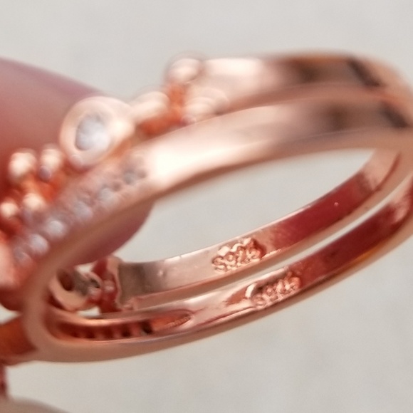 (2pc) 18k Over Sterling Moonstone Ring Set - Picture 6 of 8